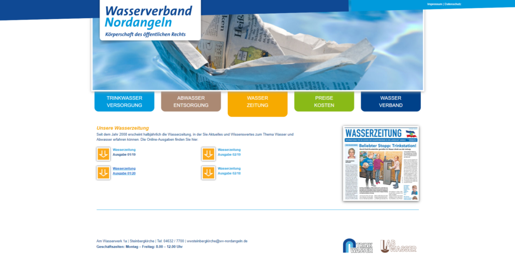 Homepage Bild der Wasserzeitung vom Wasserverband Nordangeln